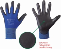 Stronghand Lintau, X-Light, 100% blue nylon, zwart PU coated paar